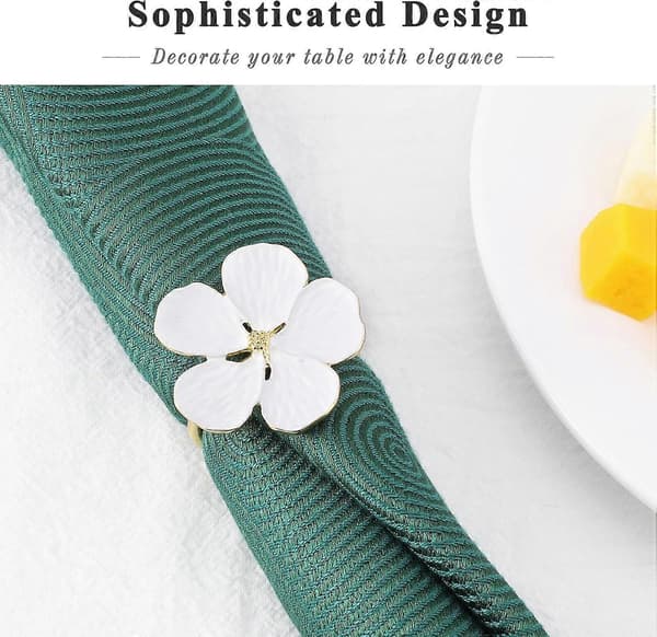 Servietringe, sæt med 6 blomster servietringholdere til middagsborde, elegante ornamenter, borddækning