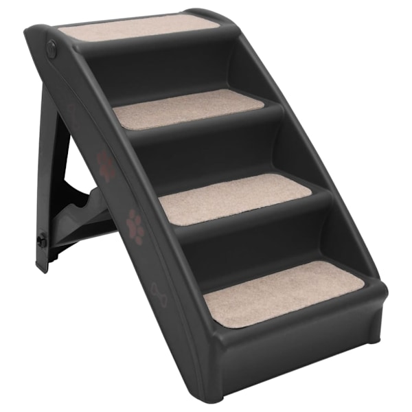 vidaXL Hopfällbar Hundtrappa Svart 62x40x49,5 cm Black Svart
