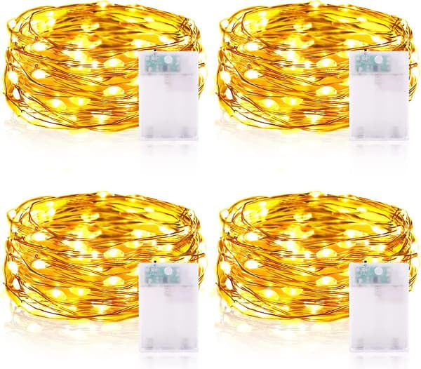 4 st 3m 30 LED koppartråd ljusslinga med timer Vattentät