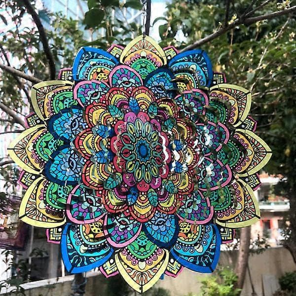 Mandala Hængende Vindspil Boligindretning Rustfrit Stål Altan G Farverig 30*38cm