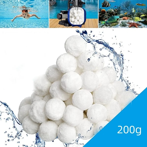 Filterbollar, 200g filterbollar för sandfiltersystem, poolfilter, poolfiltersystem, poolrengöringstillbehör, akvariumsandfilter