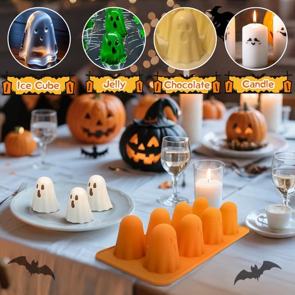 2 stk. Halloween silikoneform chokolade spøgelse 3D chokoladeform silikone isterningeforme non-stick spøgelse silikoneforme bagning