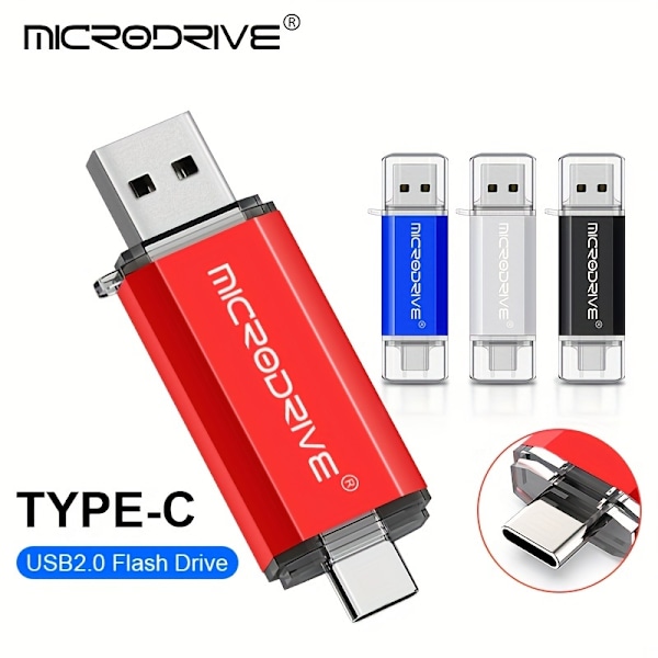 Microdrive 128GB 64GB 32GB 16GB 8GB 4GB USB Typ C Höghastighets USB-minne OTG Pen Drive Type-C