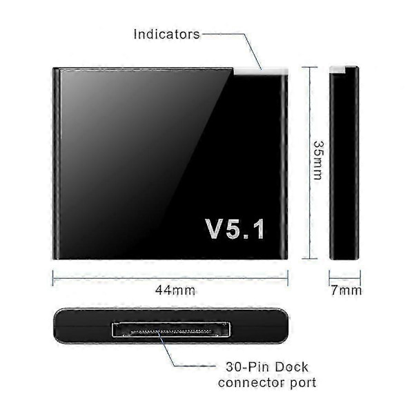 Opgraderet Version I-wave 30 Pin Bluetooth 5.1 Audio Receiver A2dp Musik Mini Trådløs Adapter - JA