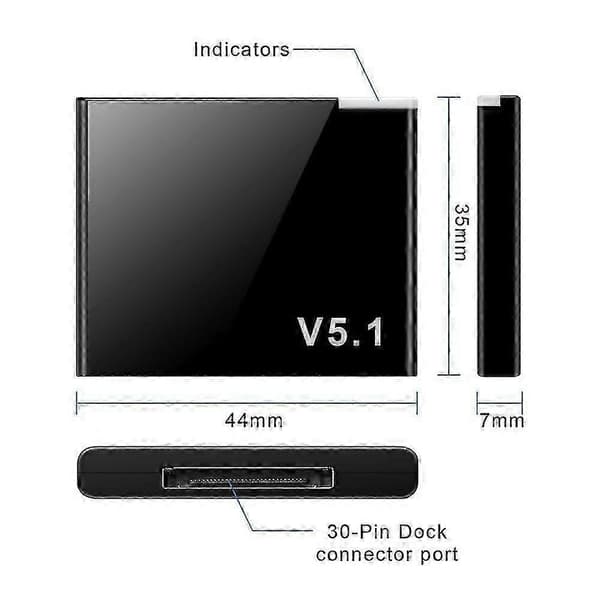Oppgradert Versjon I-wave 30 Pin Bluetooth 5.1 Lydmottaker A2dp Musikk Mini Trådløs Adapter - JA