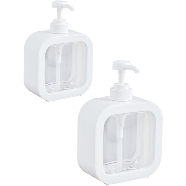 Tvåldispenser set med 2: Trycktyp stor kapacitet tom pumpflaska med etiketter, återanvändbar tvåldispenser för kök och badrum (500ml, vit)