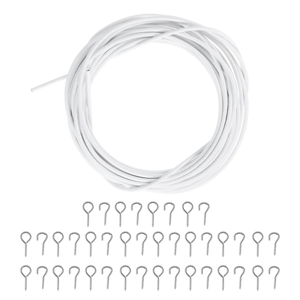10 metriä verhonaru verhonaru verhonaru 20 koukulla (1000X0,4 cm, valkoinen)(FQ)