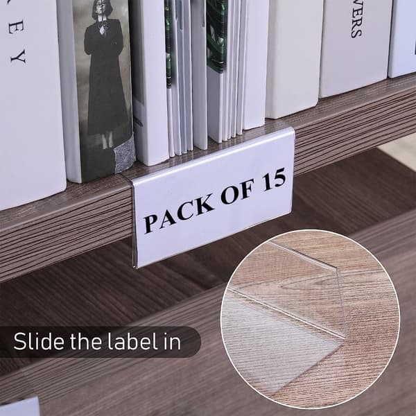 15 stk. Etikettholdere for Bokhyller