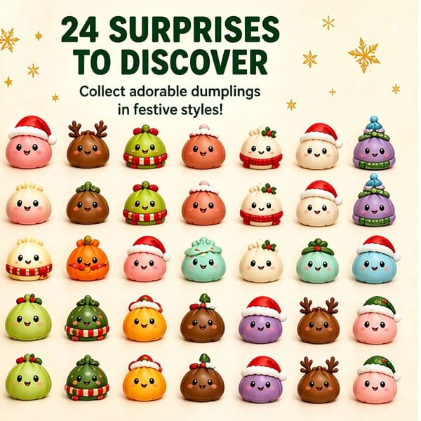 2026 Squishy julekalender, 24 dager nedtelling overraskelsesboks, Dumpling Slow Rebound Squishies Klemme Sensorisk Gave 2box(48PCS)