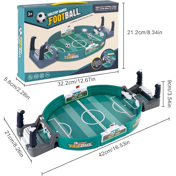 Fodboldspil for to: Interaktivt fodboldspil med bord, bolde og spillefelt.