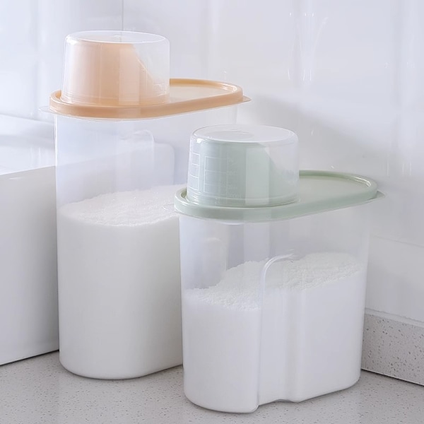 Oppbevaringsboks for vaskemiddel med lokk, plastkrukke, kreativ beholder for husholdningen, spesialboks for vaskemiddel, oppbevaringsbøtte Nordic Yellow 2L 1