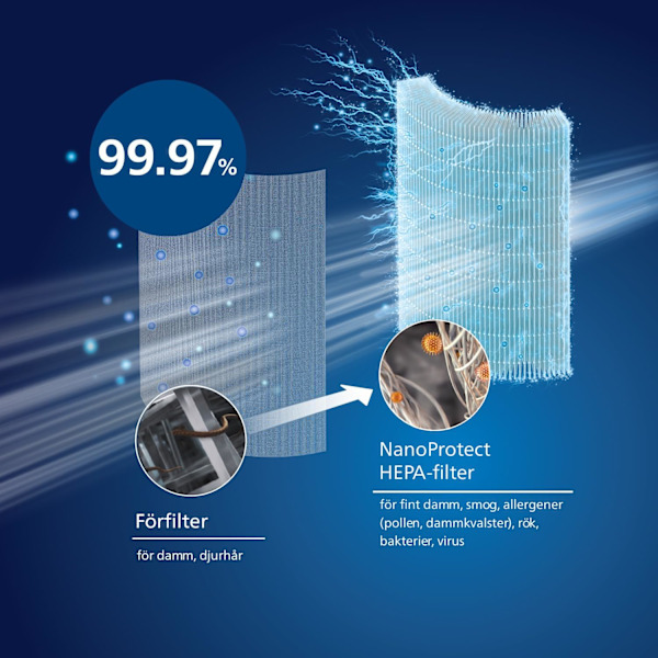 Philips 800 Series NanoProtect HEPA -vaihtosuodatin ilmanpuhdistimeen, 12 kuukauden käyttöikä, yhteensopiva mallien AC0820 & AC0819 kanssa (FY0194/30)