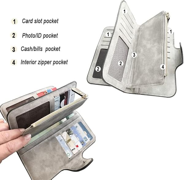 Grå Damepung, Dametaske, PU Læder Clutch