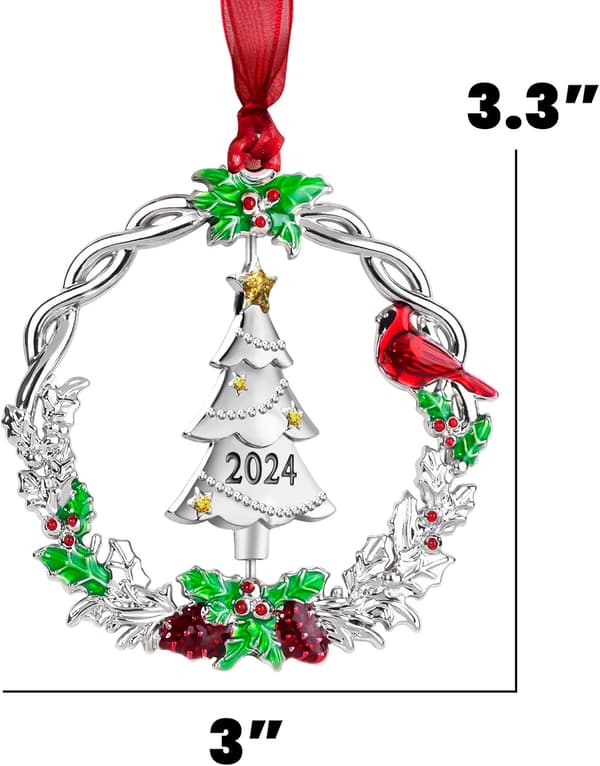 Julgranspynt i Metall, Silver, Hängande, Roterbar Design 2024