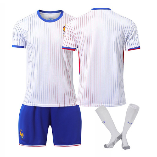 24-25 Europacup Frankrike hemmaställ och bortaställ nr 10 Mbappe landslag fotbollströja barn tröja 24/25 France home number 10 + strumpor 24/25 France home number 10 + socks 22