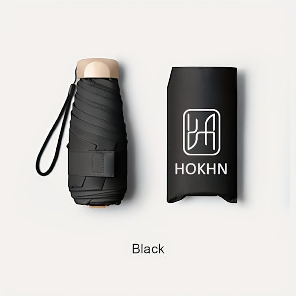 Minihopfällbart paraply – Kompakt lättviktsreseparaply för regn och sol Black