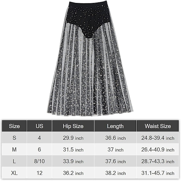 Dam 2-i-1 Galaxy Transparent Mesh Kjol Genomskinlig Strandöverdrag Maxikjol Elastisk Hög Midja A-linje Lång Kjol-L