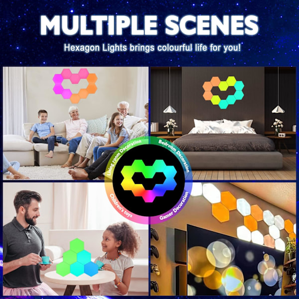 Hexagon Lamper, Hexagon Væglamper, Hexagon LED Lampe med APP C