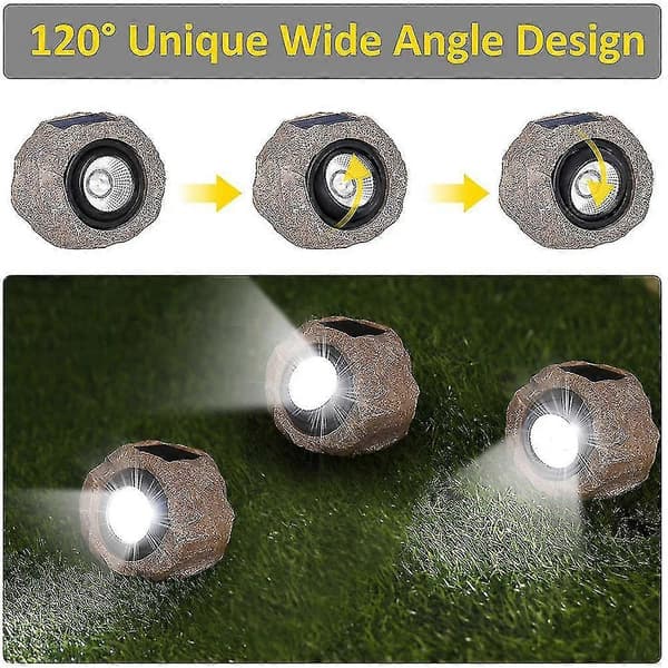 2 stk. solcellelamper udendørs dekorative, super lyse solcelle spots havelamper, solcelle stenlamper, IP6