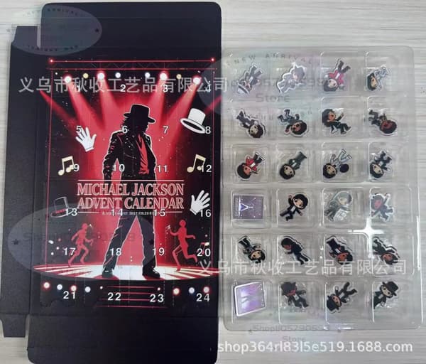 Michael Jackson Adventskalender 24 dagar Julnedräkning Presentförpackning med samlarbara hängande prydnader i akryl A 1PC