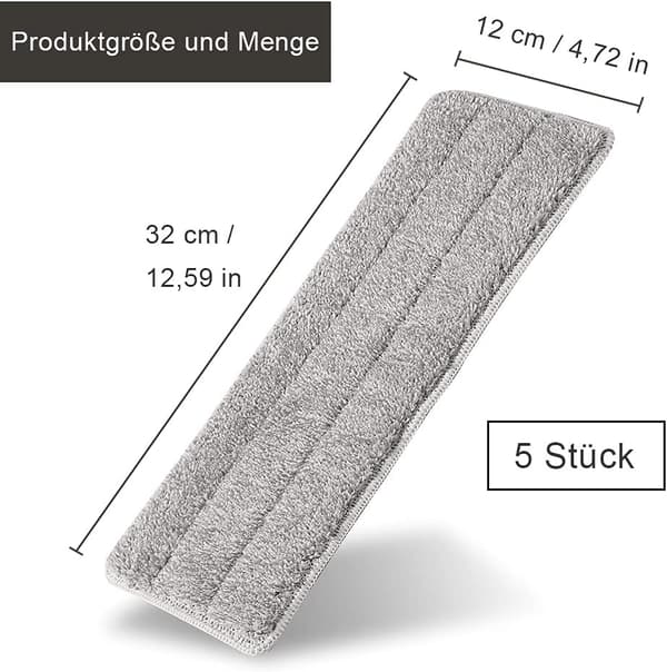 Moptrasa 5 stycken, Bomulls Mikrofiberduk, Ersättningsmoppar för Smuts- och Vattenabsorption