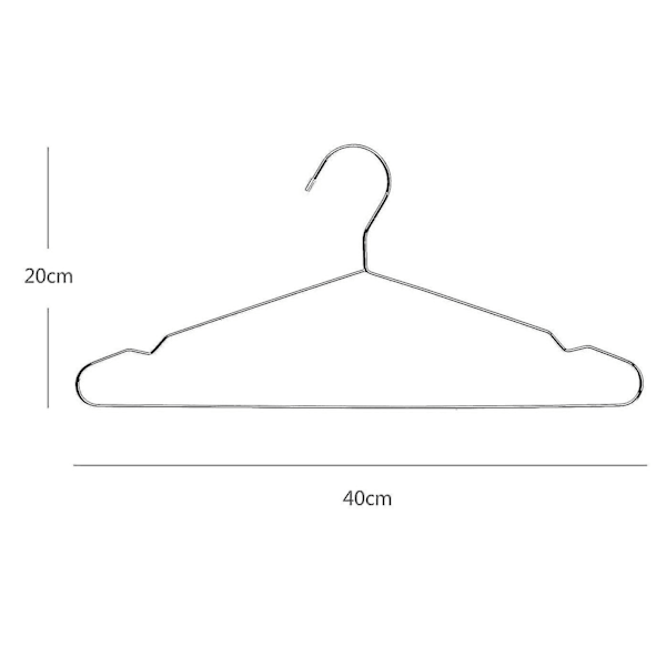 Tøjstativ i rustfrit stål 40cm 20 stk bøjle standard hak bøjle pladsbesparende 304