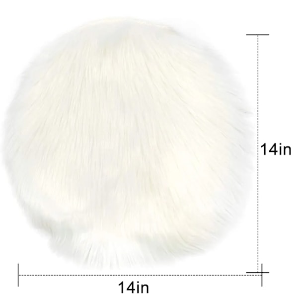 Fuskpäls Stol Sittdyna Långhåriga Mattor för Sovrum Soffa Golv Heminredning Mattor Lekmatta för Barn (Vit, 30cm Rund)