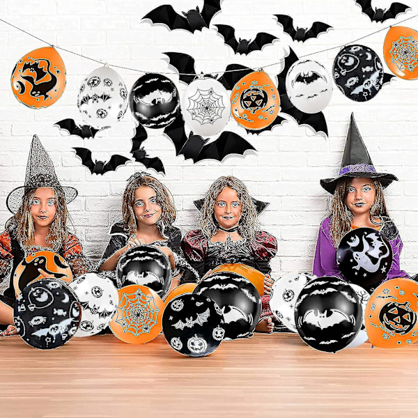 60 stk Halloween balloner 12 tommer Orange Sort Hvid Gigant Skræmmende Halloween Latex Balloner Dekorationer til Halloween Party Fest