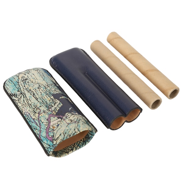 Cigar Etui 2 Fingre Kunstlæder Vandtæt Letvægts Bærbar Cigar Holder Etui