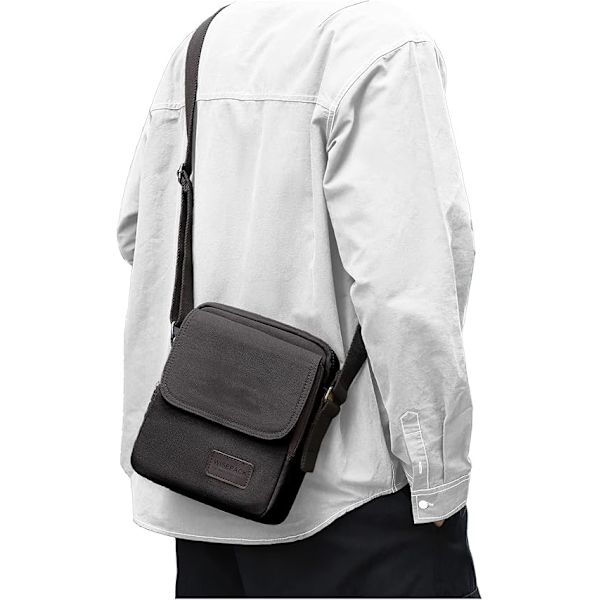 Liten Crossbody Väska för Män, Canvas Messenger Axelväskor Crossbody Satchel Väska Herr Sidoväskor Över Axelväska