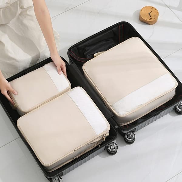 Kuffert Organizer - Pakke Kuber og Tasker 4 stk Beige