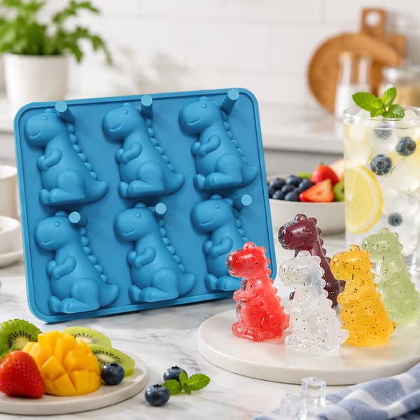 Silikonform för dinosaurieisbitar med stolpe – Whisky- och dryckesfrysbricka Blue