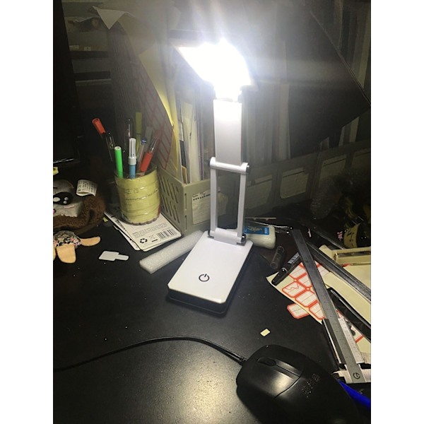 Superljus LED-bordlampa, bärbar reselampa: hopfällbar, beröringskänslig styrning, 3 justerbara ljusstyrkenivåer, batteridriven och USB-driven