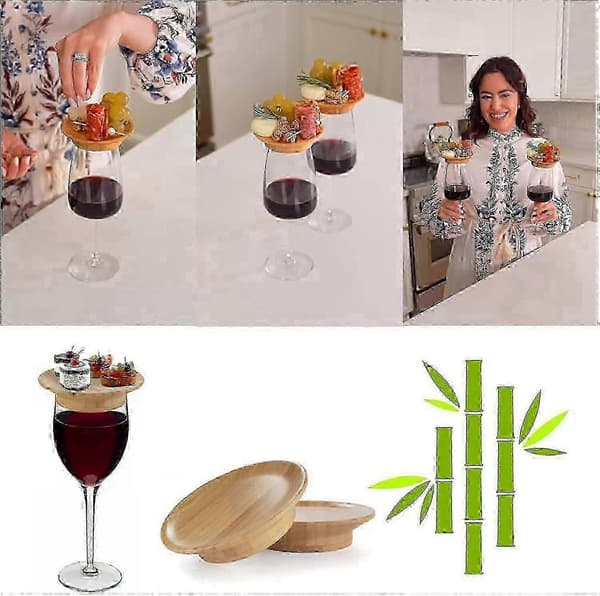 Set med 6 dekorationer för vinglas, charkbricka, bambuplatta, aperitif, delar 0619 (LGL)