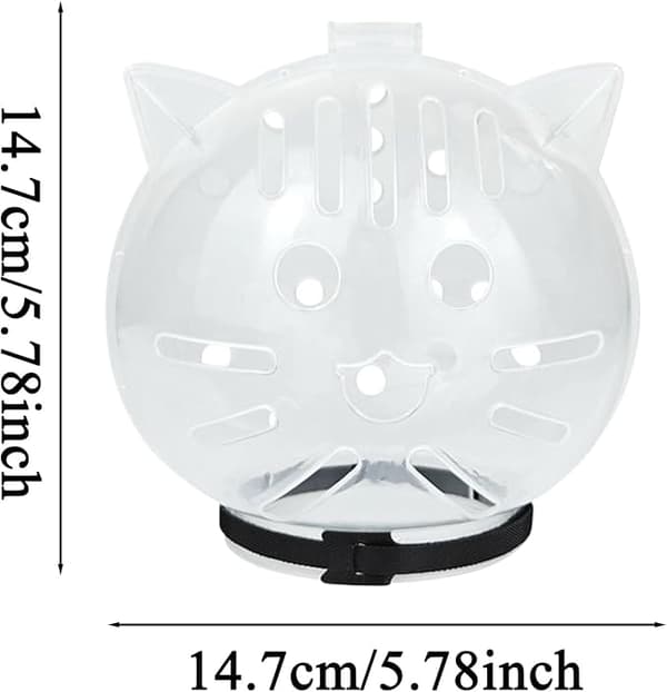 Kattbettmunkorg, ABS transparent och andningsbar kattmunkorgsboll, andningsbar kattvårdskorg, bitsäker skyddskrage