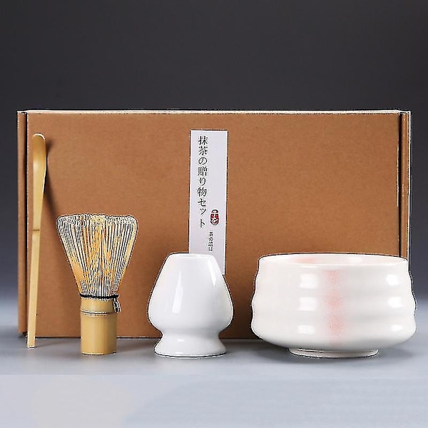 4 st/set Traditionellt Matcha Set Bambu Keramisk Matcha Skål med Visp BY-WELLNGS 4
