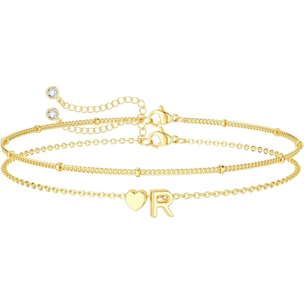 Sirlige Initial Hjerte Guld Armbånd til Kvinder Trendy, Bogstav Charm Armbånd Smykker Søde Enkle Mode Kæde Armbånd til Kvinder Gave 3