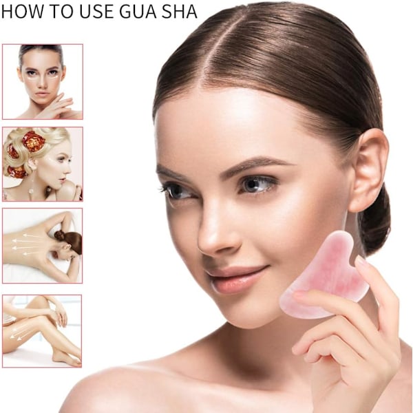 Gua Sha - Ansigts Gua Sha Sten - Hjerteformet Sten Ansigtsbehandling - Ansigts Anti-Rynke Massageværktøj - Gua Sha Ansigtsmassage (Pink)