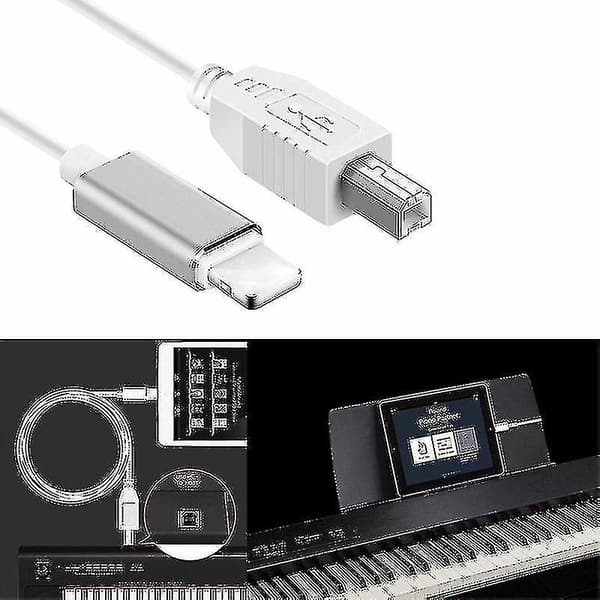 Lightning til Type-B MIDI Keyboard Konverter USB 2.0 Kabel til iPhone 7 8 X iPad