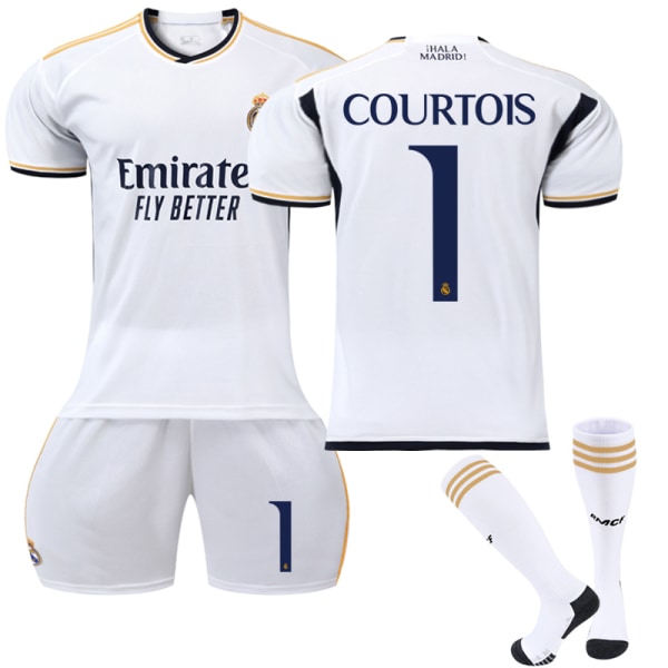 2023-2024 Real Madrid Hjemme Fotballtrøye for barn #1 COURTOIS No. 1 COURTOIS No. 1 COURTOIS 8-9 Years