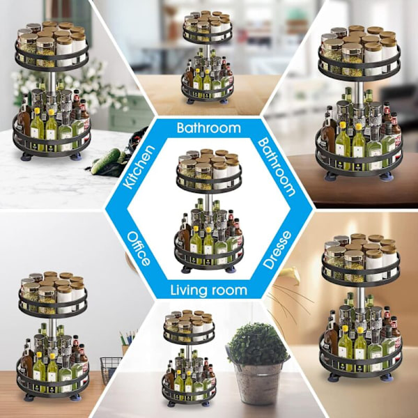 2-delt Lazy Susan 360 Graders Roterende Brett 9\" Sklisikker Roterende Oppbevaringsbeholder for Papir Baderom Kjøkkenskap Spiskammer Benkeplate Organizer