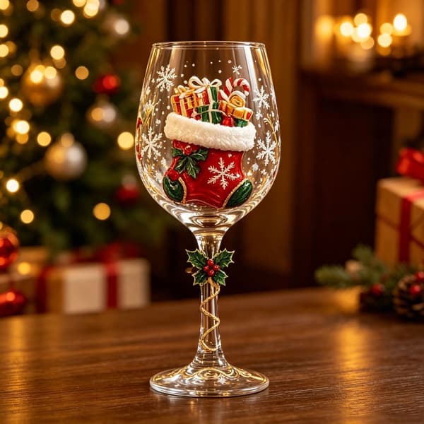 Juleglas kunstkop, stilkglas med julemotiv, 301-400ml Christmas Tree