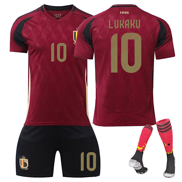 2024 Europacup Belgien tröja nr 7 De Bruyne fotbollströja set nya kortärmade lagtröja No. 10+socks