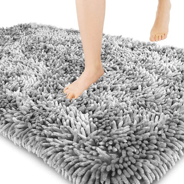 Premium Kylpyhuonematto Liukumaton Pehmeä Kylpymatto, Uskomattoman Pehmeä ja Mukava, Erittäin Paksu Vaaleanharmaa Light Gray 40x70cm