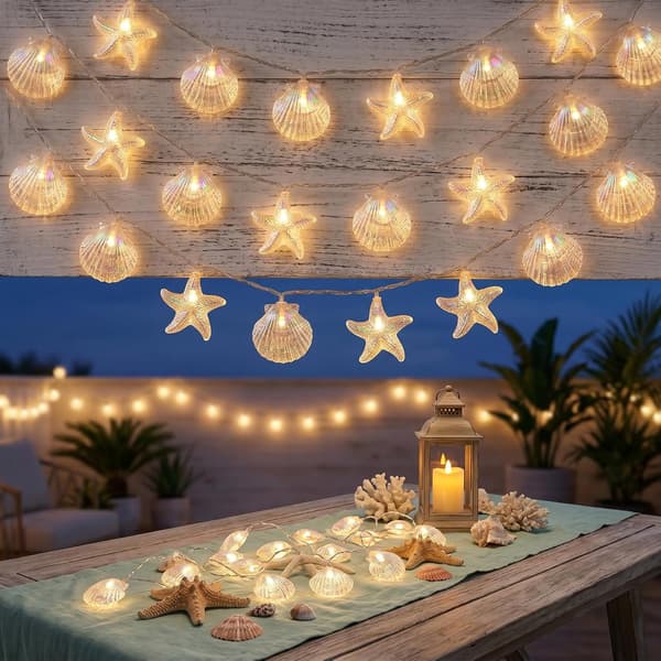 Snäckskal, 20 LED snäckformade ljusslingor, batteridrivna sommarljusslingor, 3m