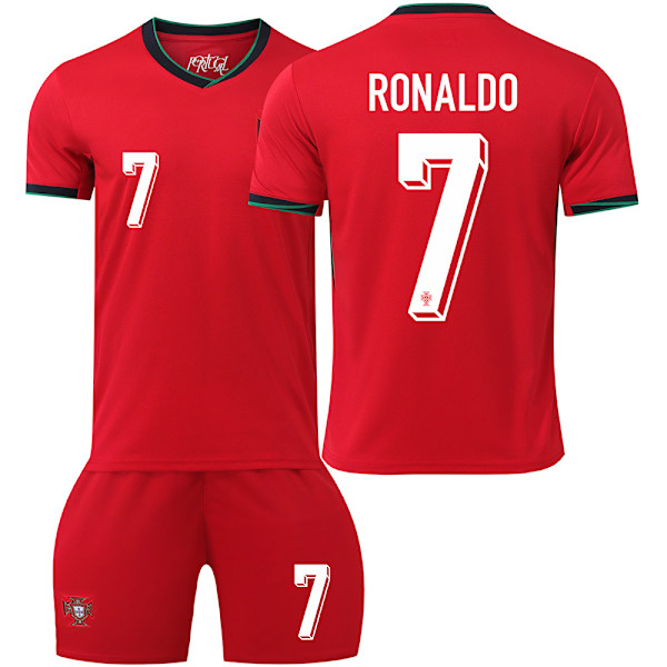 2024 Portugal jalkapallopaita nro 7 Ronaldo 8 B Fee 11 Phillips EM lasten paita setti oikea versio Ei sukkia koko 7 No socks size 7 26 yards