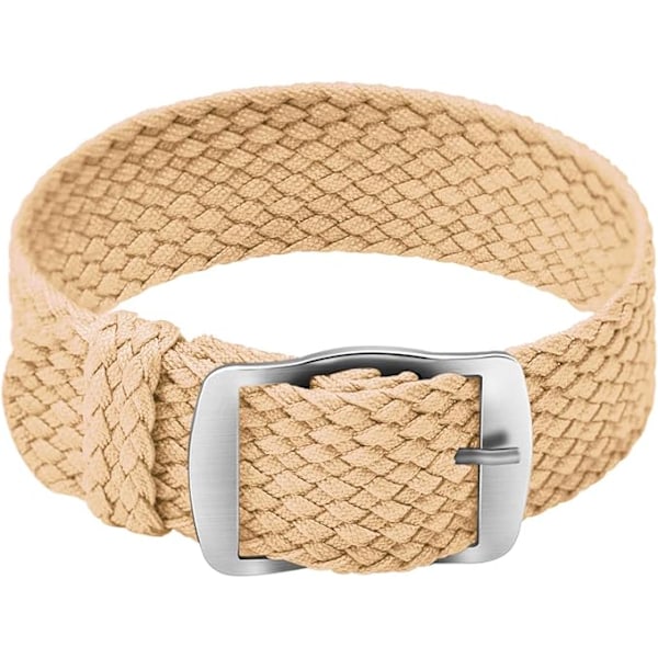 Nylon klokke med rustfritt stålspenne unisex Beige Beige 18mm