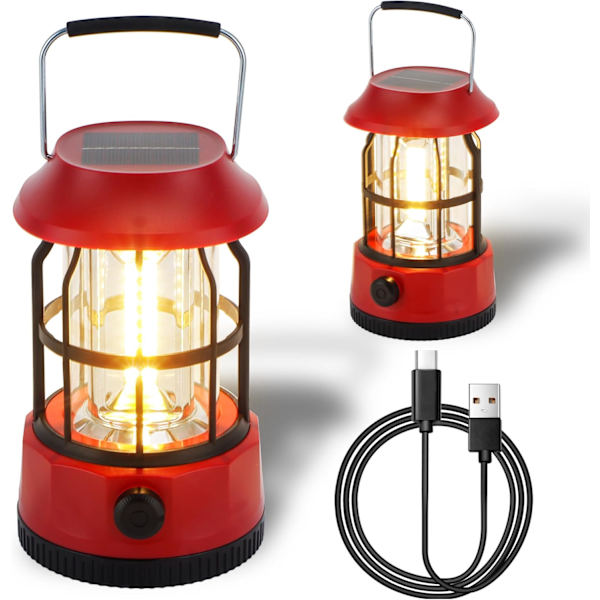 2 LED-retkilyhdyn sarja, himmennettävä, ladattava lyhty, IPX3 vedenpitävä, kannettava hätävalo, ulkokäyttöön sopiva retkivalo