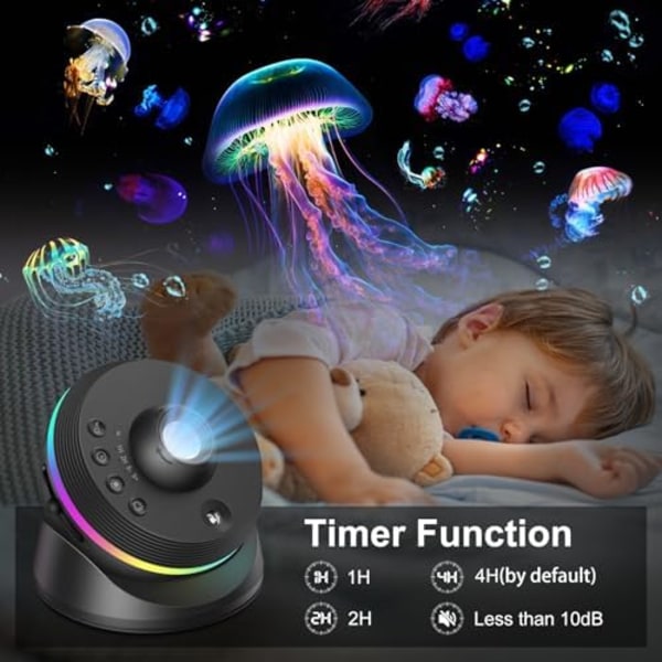Galaxy 4K Projektor med 13 Filmdisker & Roterbar Nebula - Timer/Meteor-effekt Black -