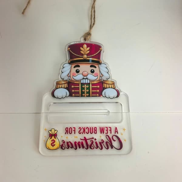 Akryl Kontantpresenthållare Prydnad, Julpengahållare för Presentgivning Nutcracker 10*15.5cm